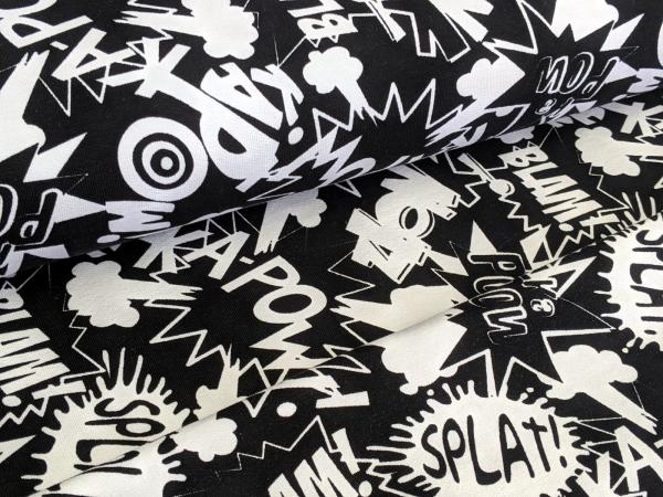 Reststück! French Terry Black & White Baam Schwarz 30 x VB